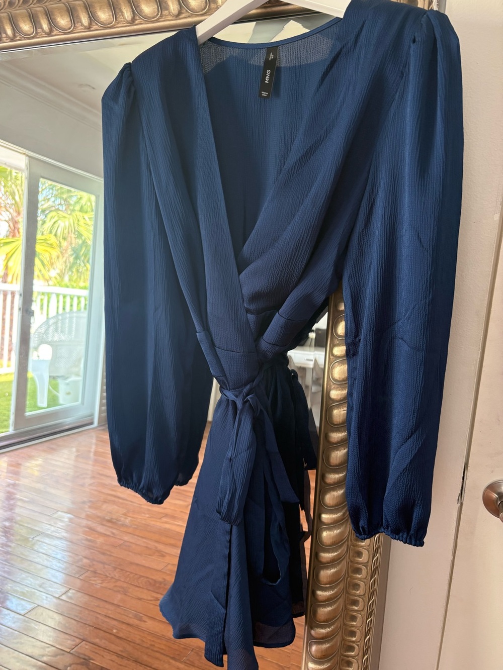 Mango Deep Blue Wrap Mini Dress